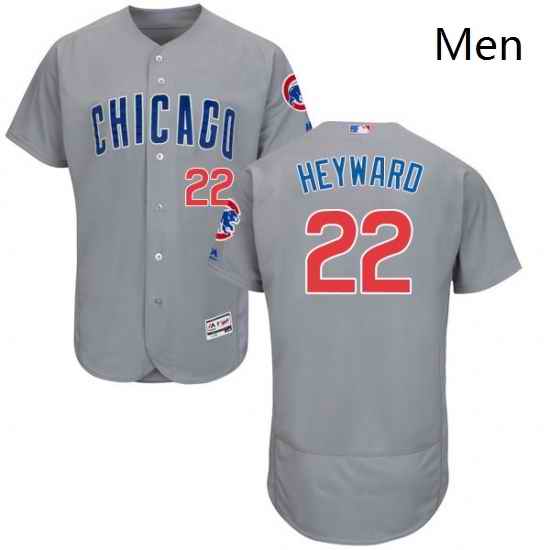 Mens Majestic Chicago Cubs 22 Jason Heyward Grey Road Flex Base Authentic Collection MLB Jersey
